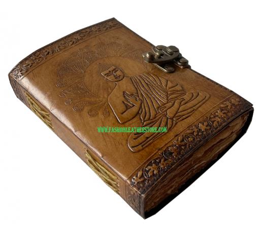 embossed buddha handmade leather journal